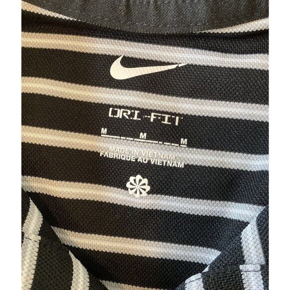 Nike Dri Fit Stripe Polo Shirt Size Medium Men’s Black Short Sleeve - Picture 3 of 6